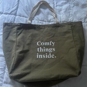 Olive Green Tote Bag Comfy Things Inside Parachute Beach Pool Gym Vacation